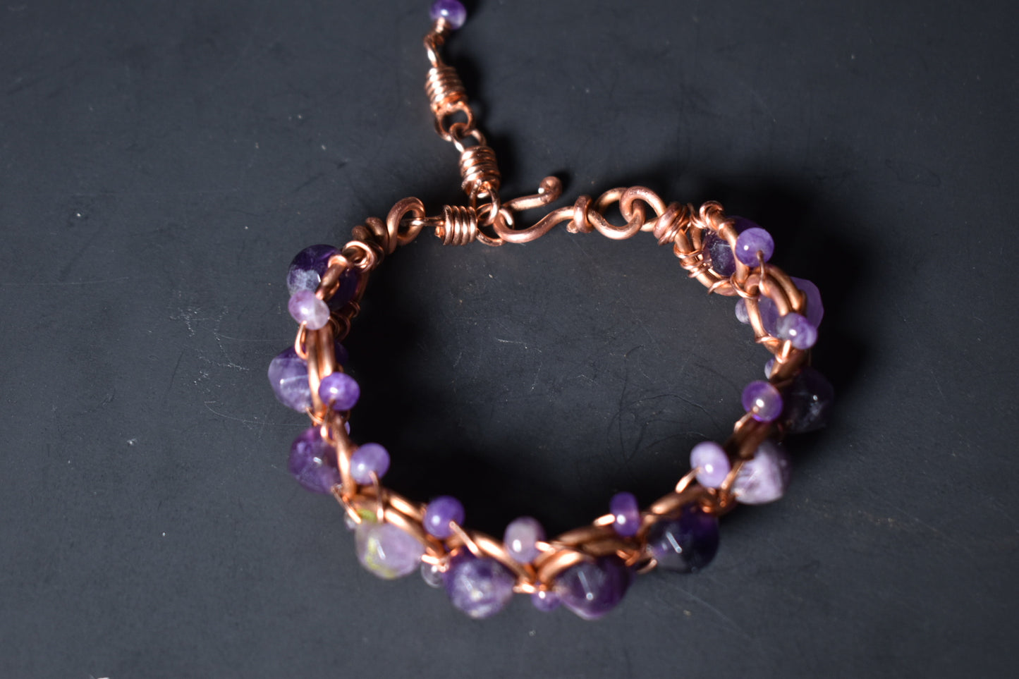 Amethyst - Helix of the Verdant Neteru : Copper Bracelet - KOSMIK COLLECTIONS