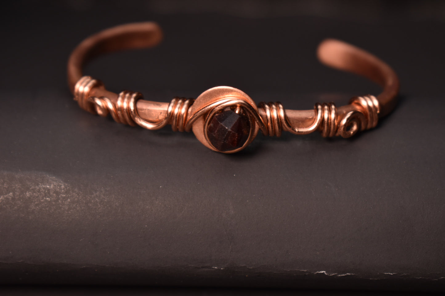 Garnet- Kosmik Orbit Half Cuff Bangle