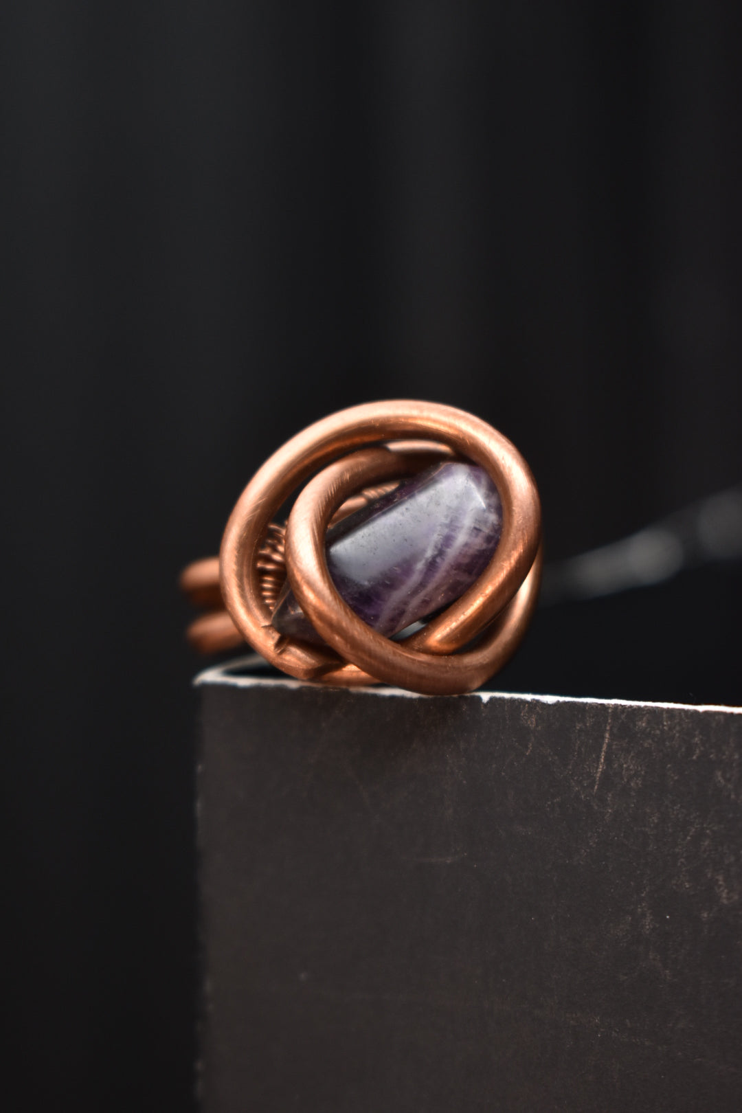 Amethyst- The Veiled Core Copper Ring