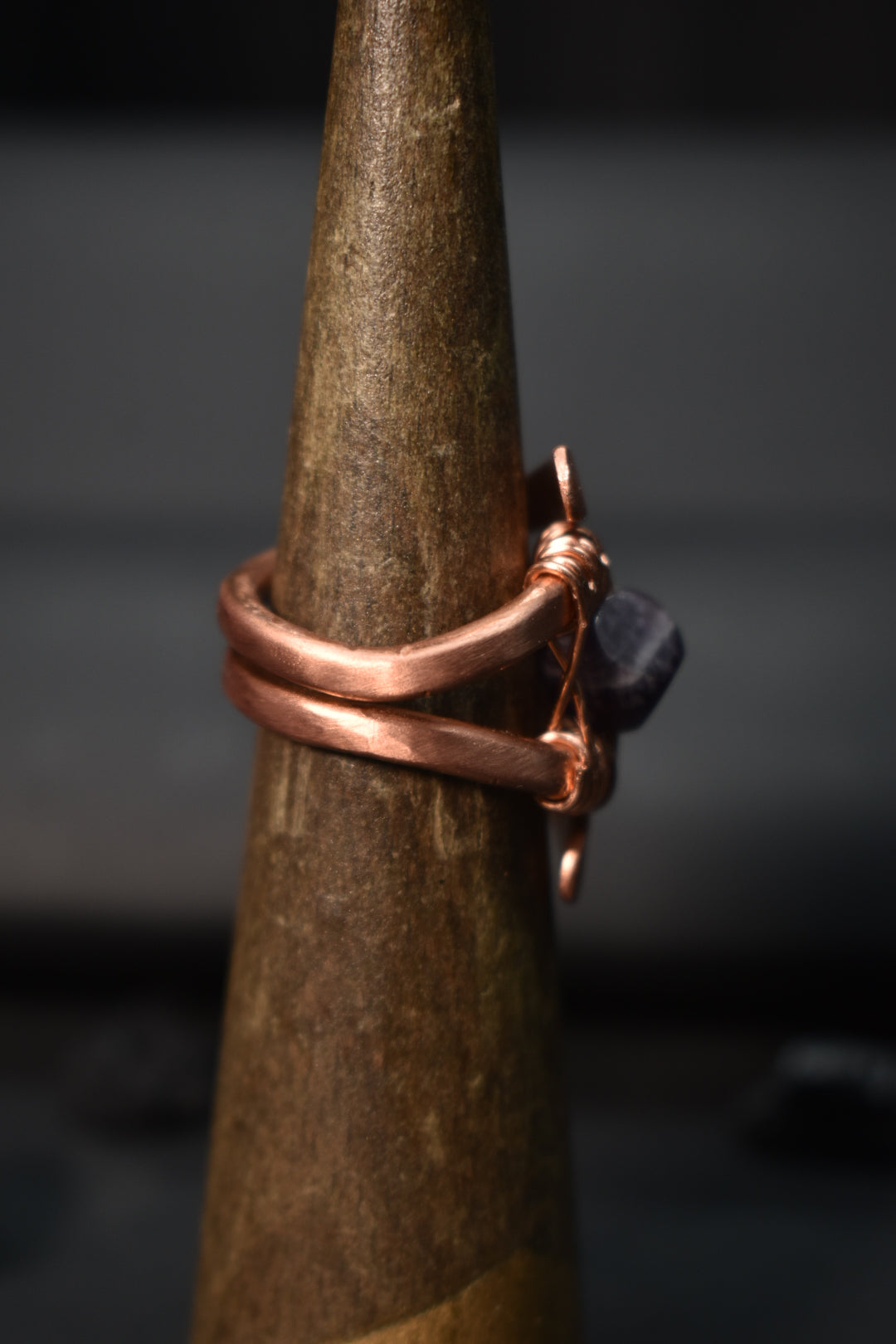 Amethyst-Solar Eye: Copper Ring