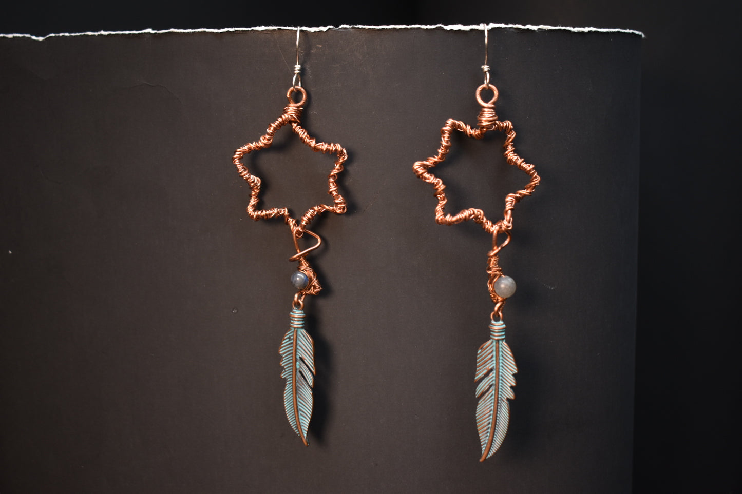 Labradorite- Stellar Feather Gate Sterling Silver Earrings