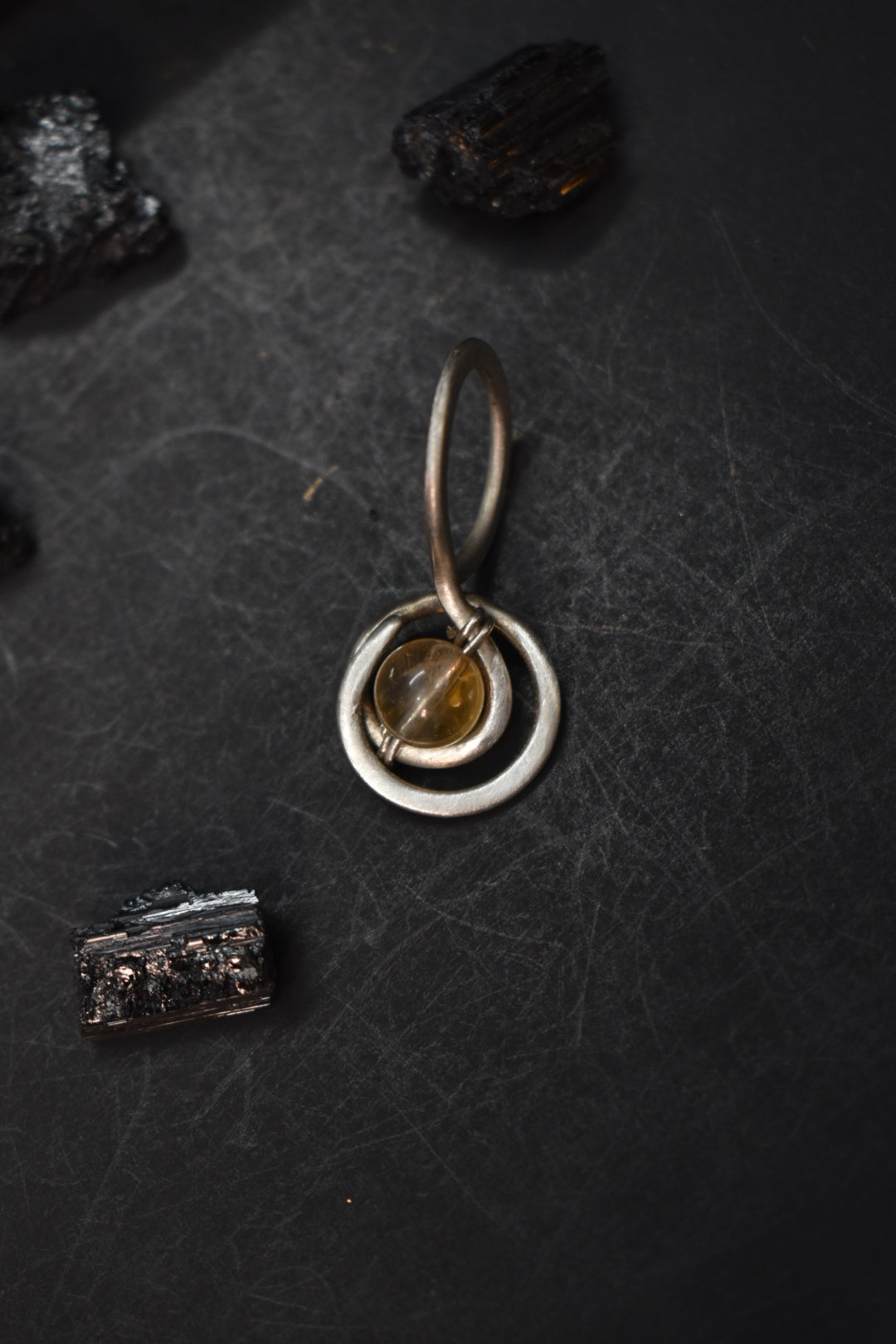 Citrine- Serpent’s Solar Gate: Sterling Silver Pendant Necklace