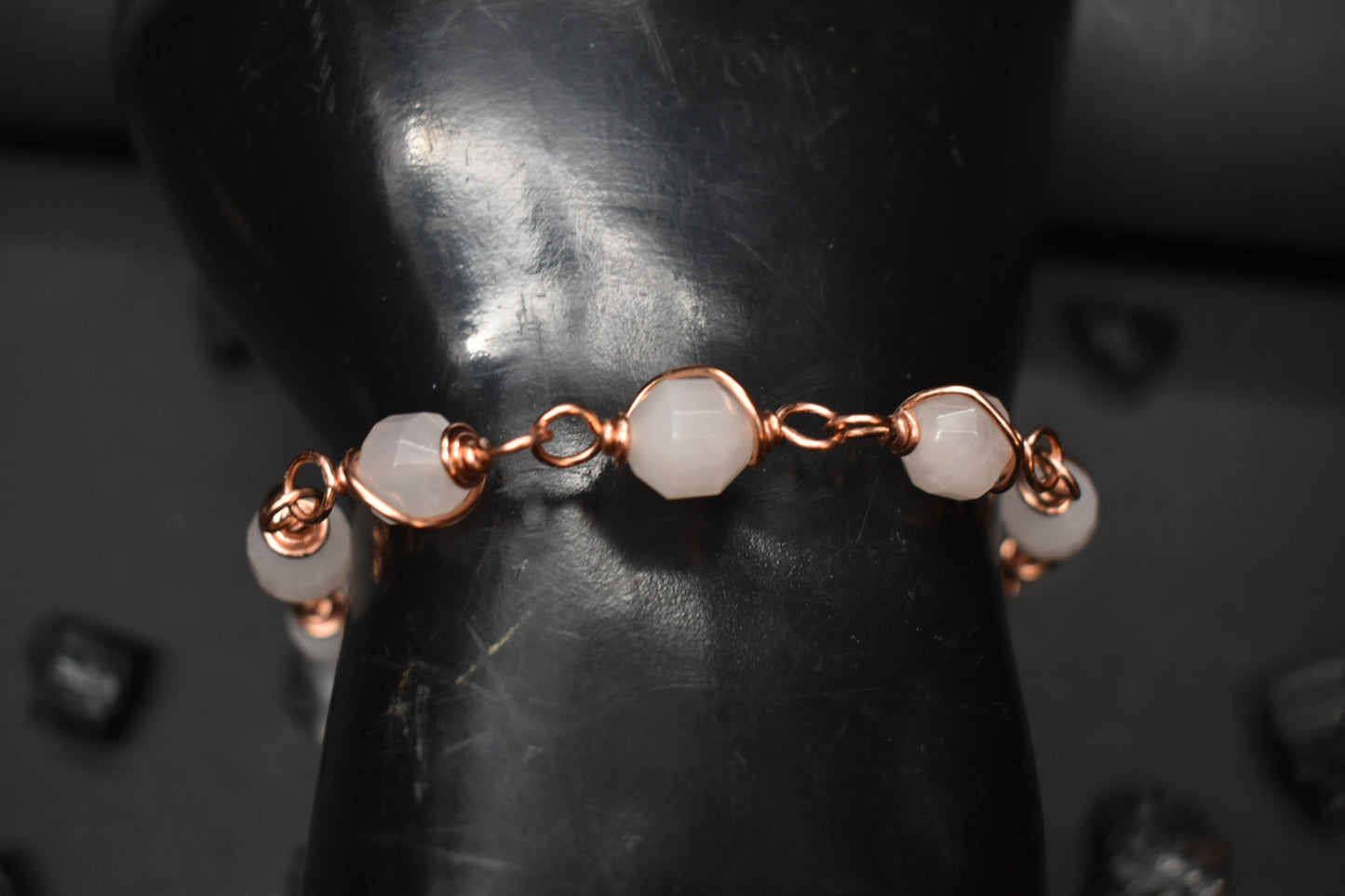 Rose Quartz- Orbit: Copper Bracelet