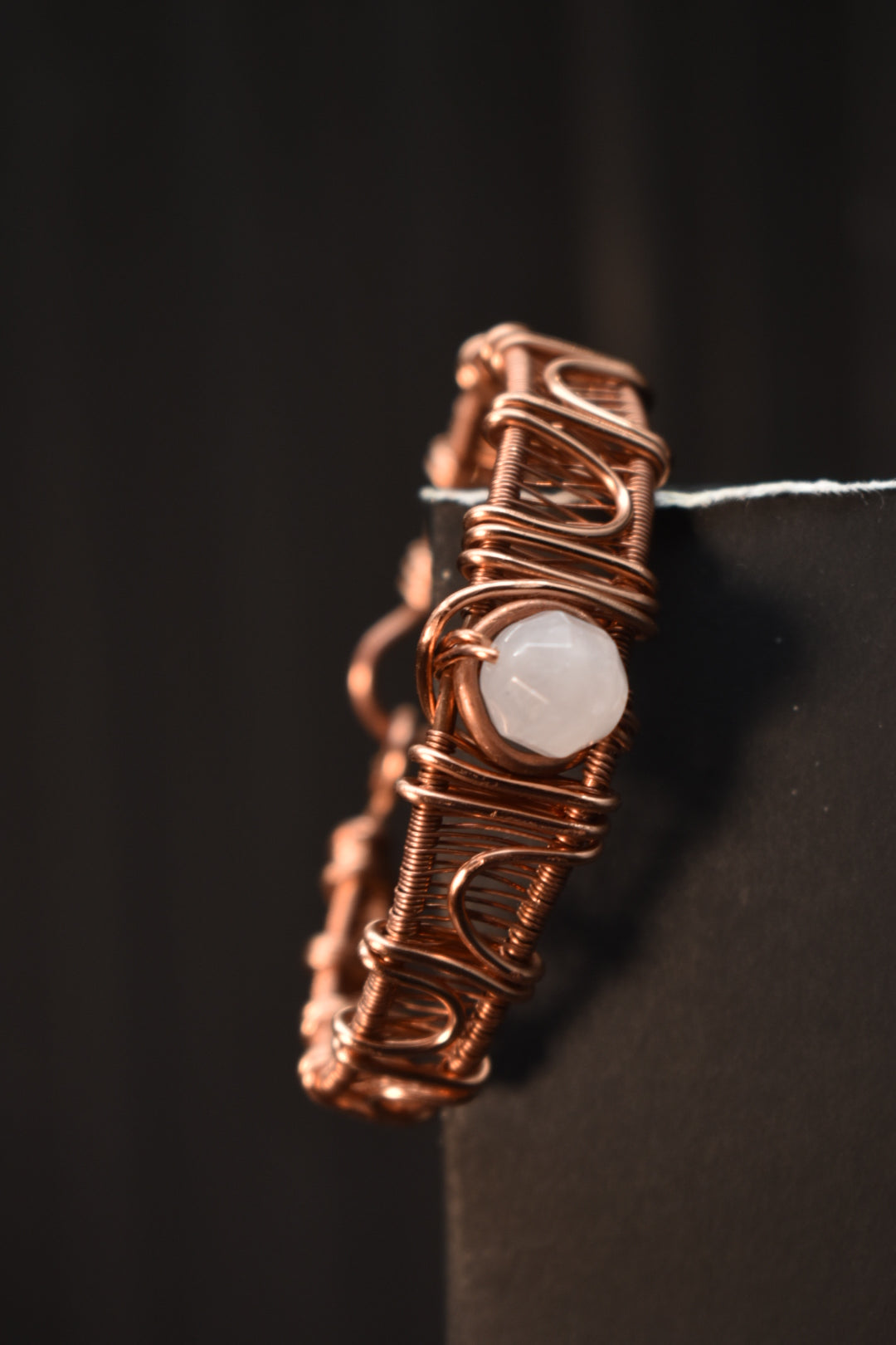 Rose Quartz- Eye of Heru: Copper Bracelet