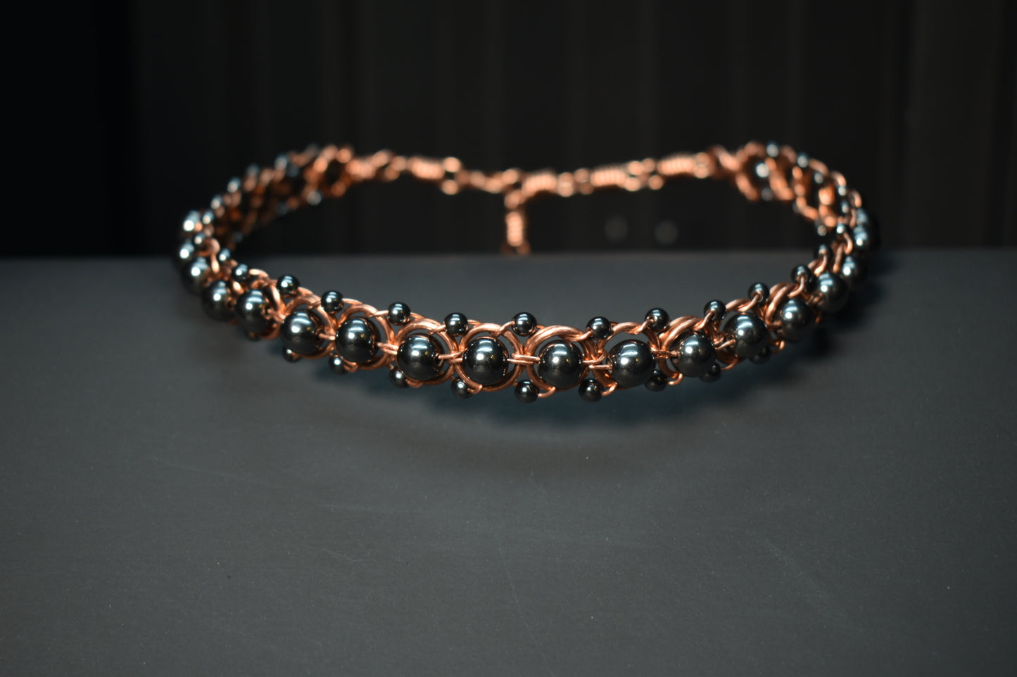 Hematite- Helix of the Verdant Neteru: Copper Choker Necklace