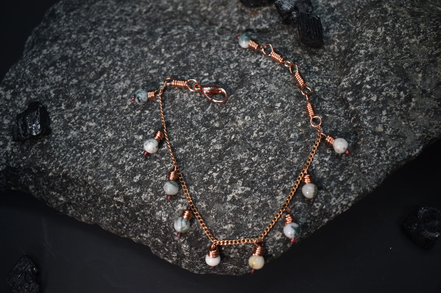 Moss Agate — Orbit Copper Charm Bracelet - KOSMIK COLLECTIONS