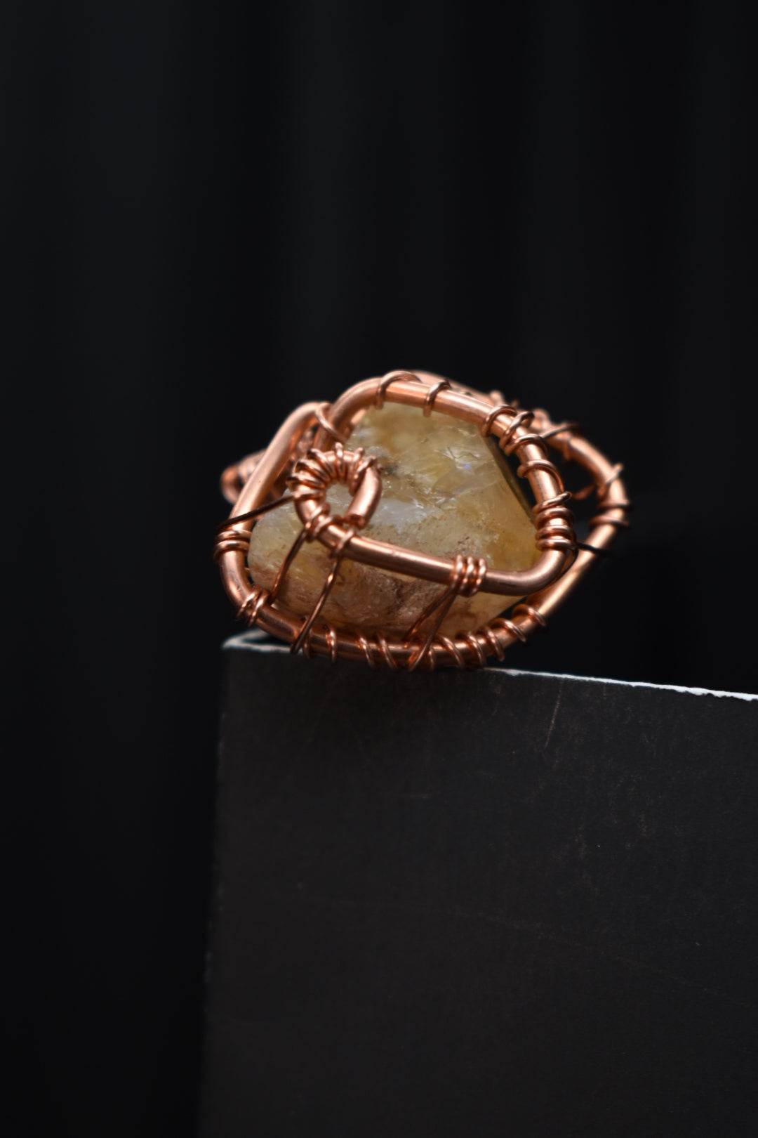 Citrine - Inner Sun Orbit Copper Ring