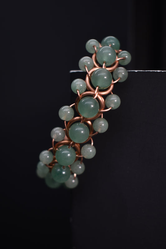 Green Aventurine Helix of the Verdant Neteru- Copper Bracelet - KOSMIK COLLECTIONS