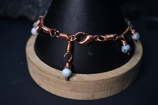 Moss Agate — Orbit Copper Charm Bracelet