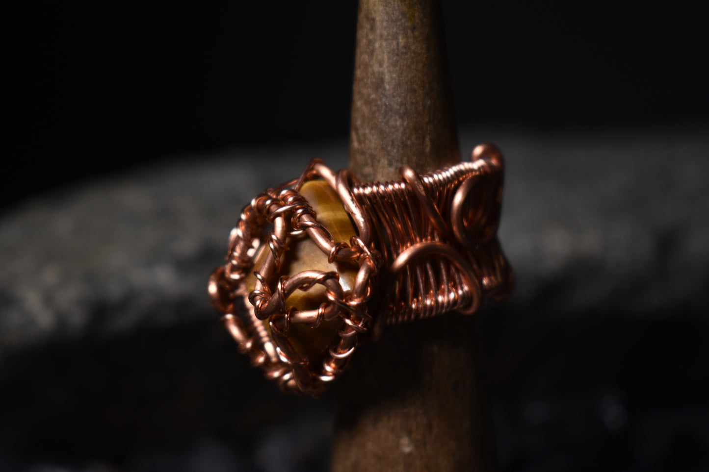 Tigers eye- Solar Snare: Copper Ring - KOSMIK COLLECTIONS