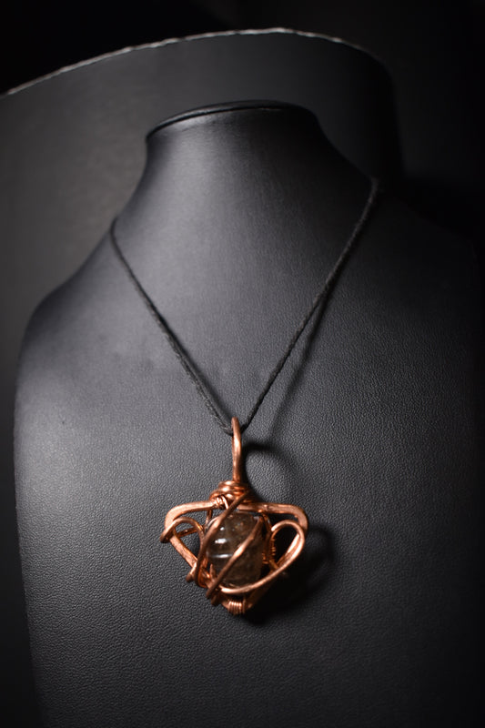 Smoky Quartz- Medallion: Copper Pendant Necklace