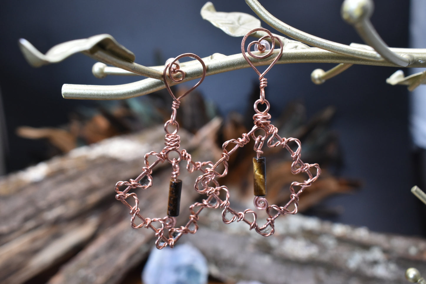 Tigers Aura — Tiger's Eye Copper Earrings