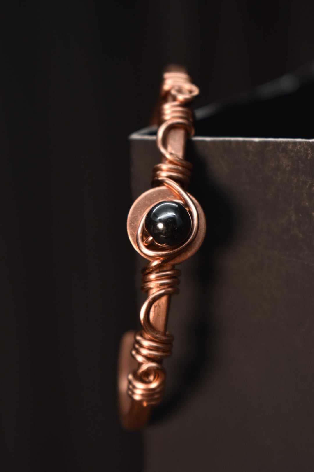 Hematite Orbit- Copper Half Cuff Bangles