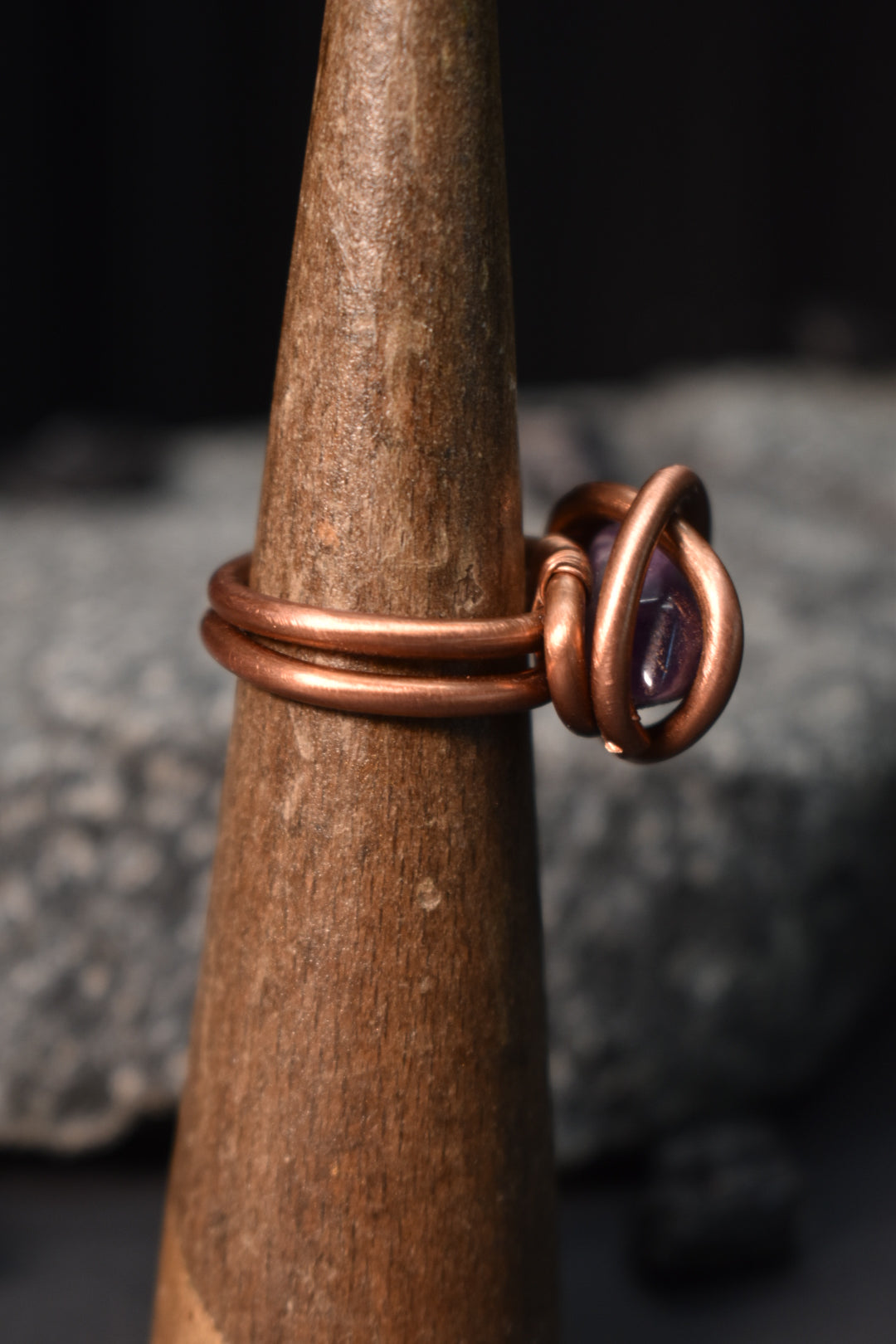 Amethyst- The Veiled Core Copper Ring