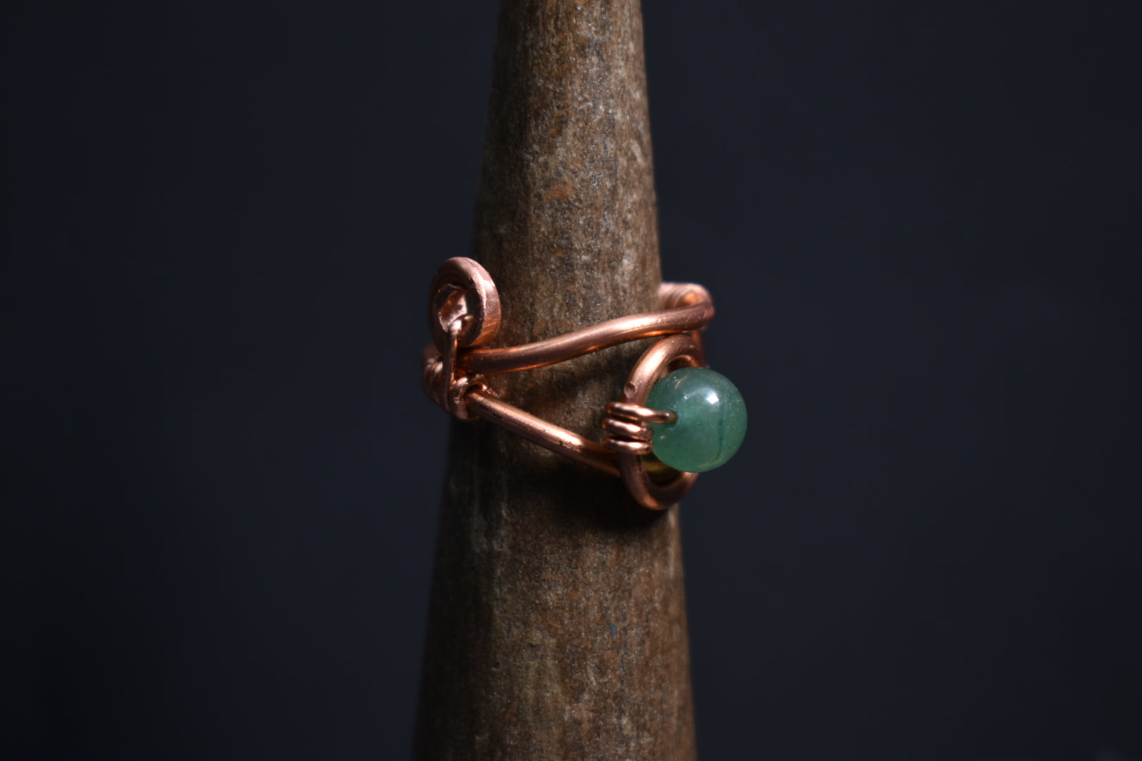 Green Aventurine - Solar Nazar Copper Ring - KOSMIK COLLECTIONS
