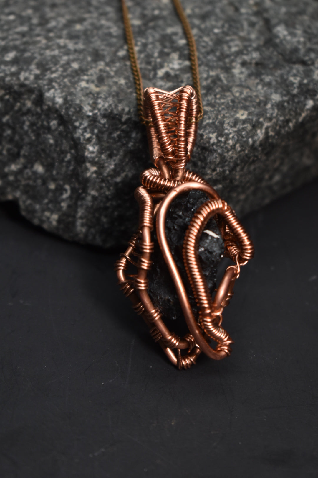 Black Tourmaline- Voided Anchor Pendant