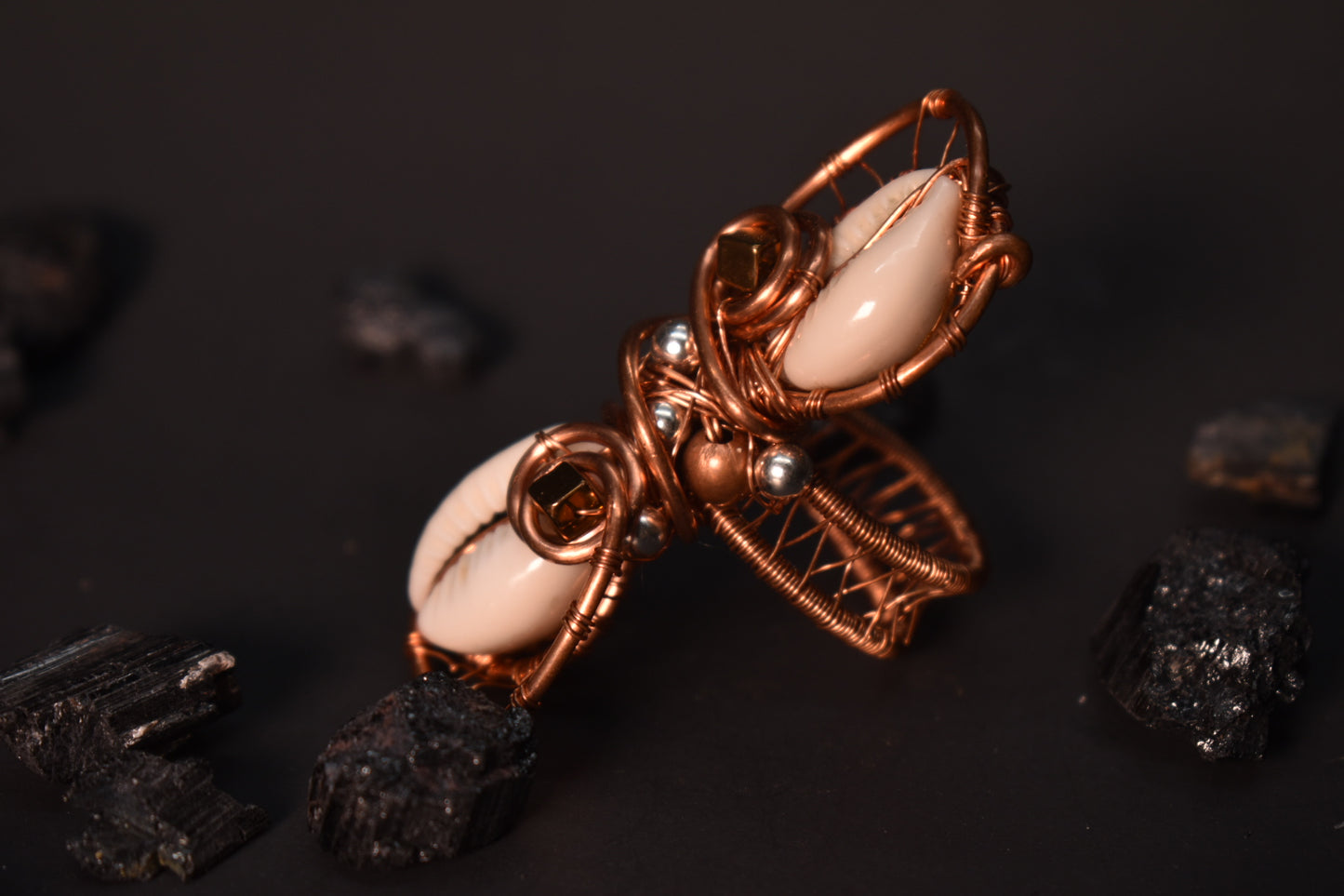 Celestial Cowrie Currents- Copper Rings