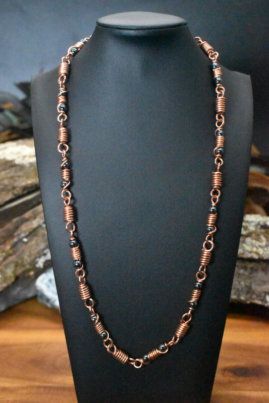 Hematite — Djed Coil Chain Copper Necklace