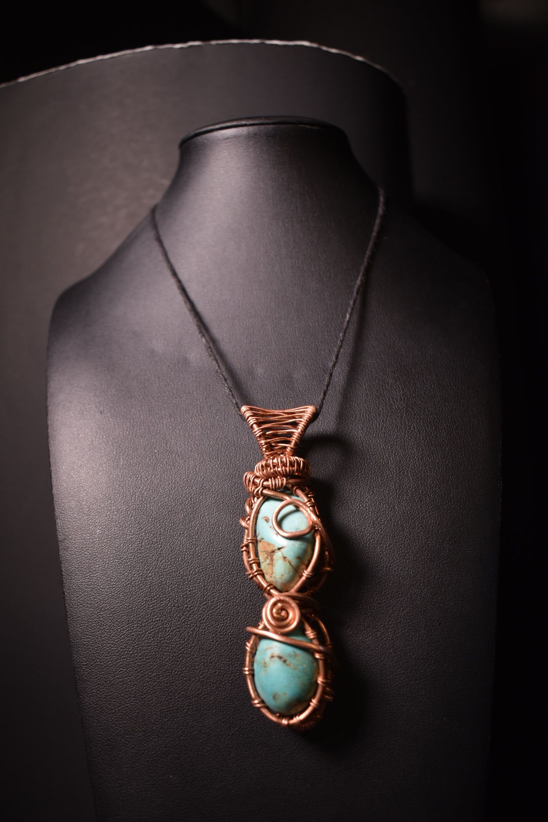Turquoise-Solar Spiral Talisman: Copper Pendant Necklace