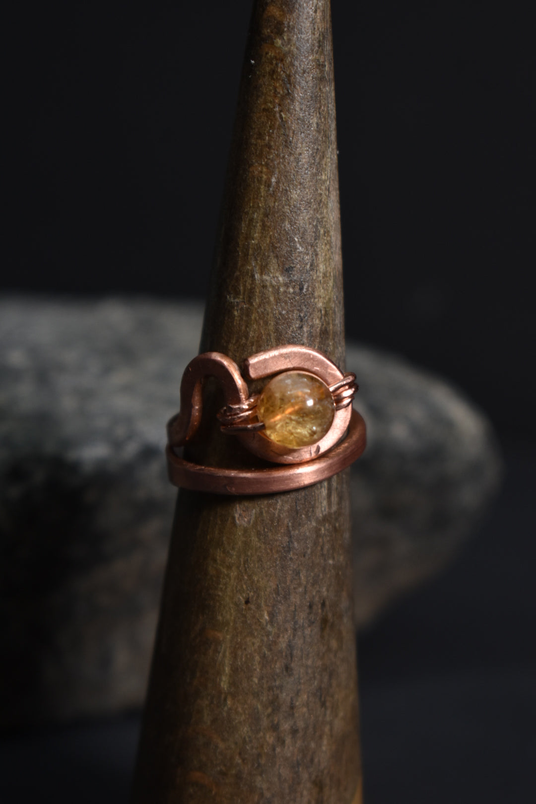 Ajna - Copper Adjustable Rings W/ Crystal Variants