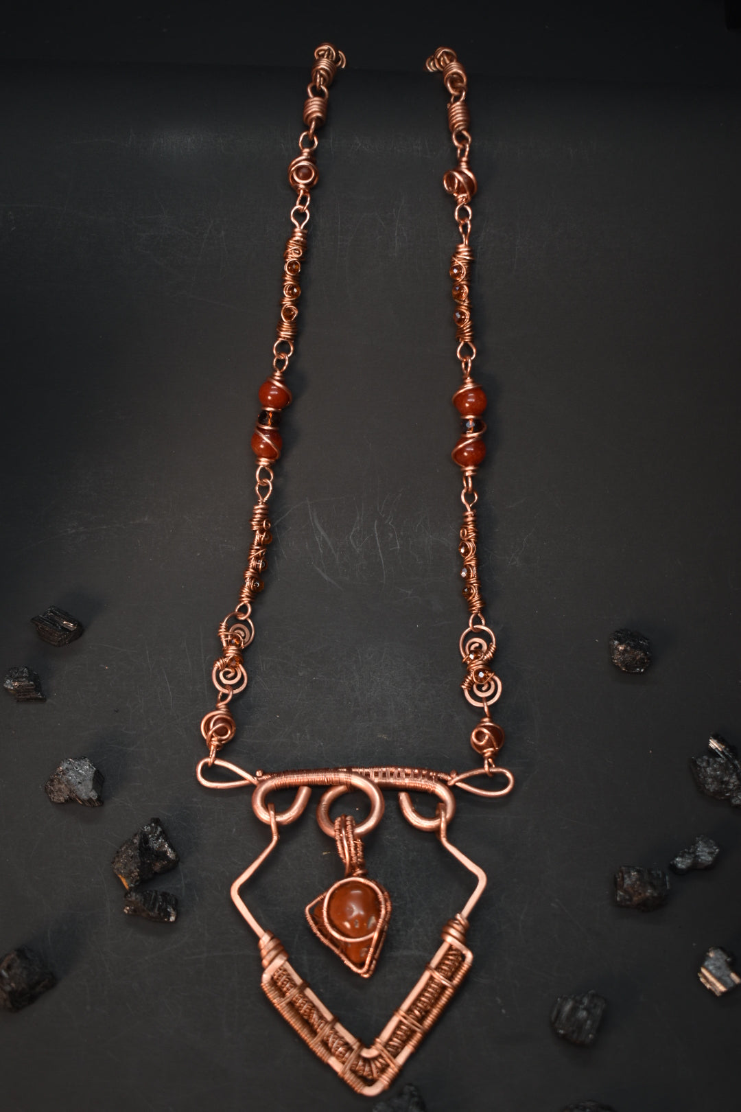 Carnelian- Stargate of the Red Sun: Copper Statement Necklace