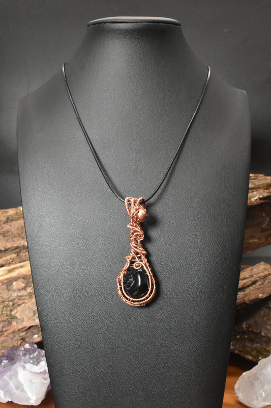 Drop of Prophecy — Obsidian Copper Necklace Pendant