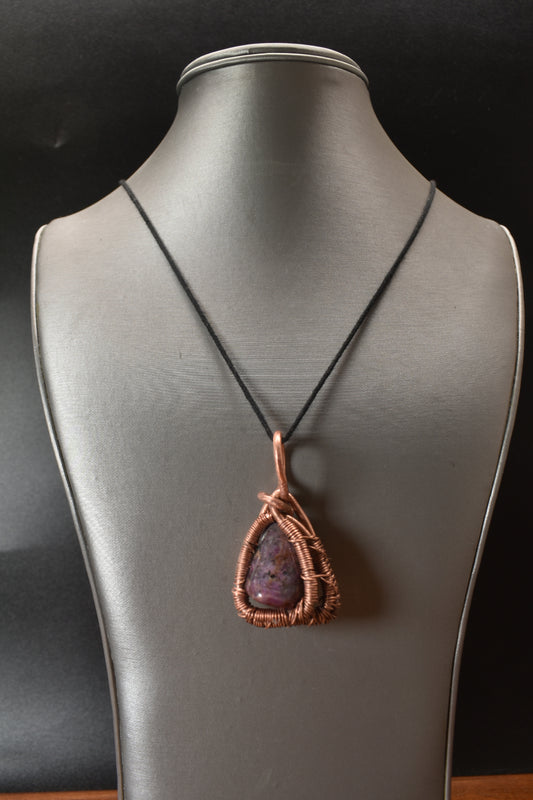 Ruby Pyramid Medallion — Copper Pendant Necklace