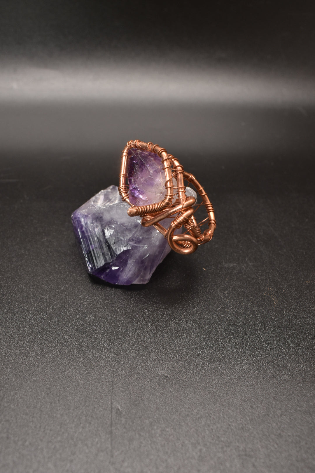 Amethyst — Artistic Copper Ring