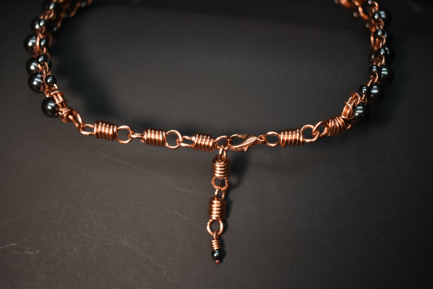 Hematite- Helix of the Verdant Neteru: Copper Choker Necklace