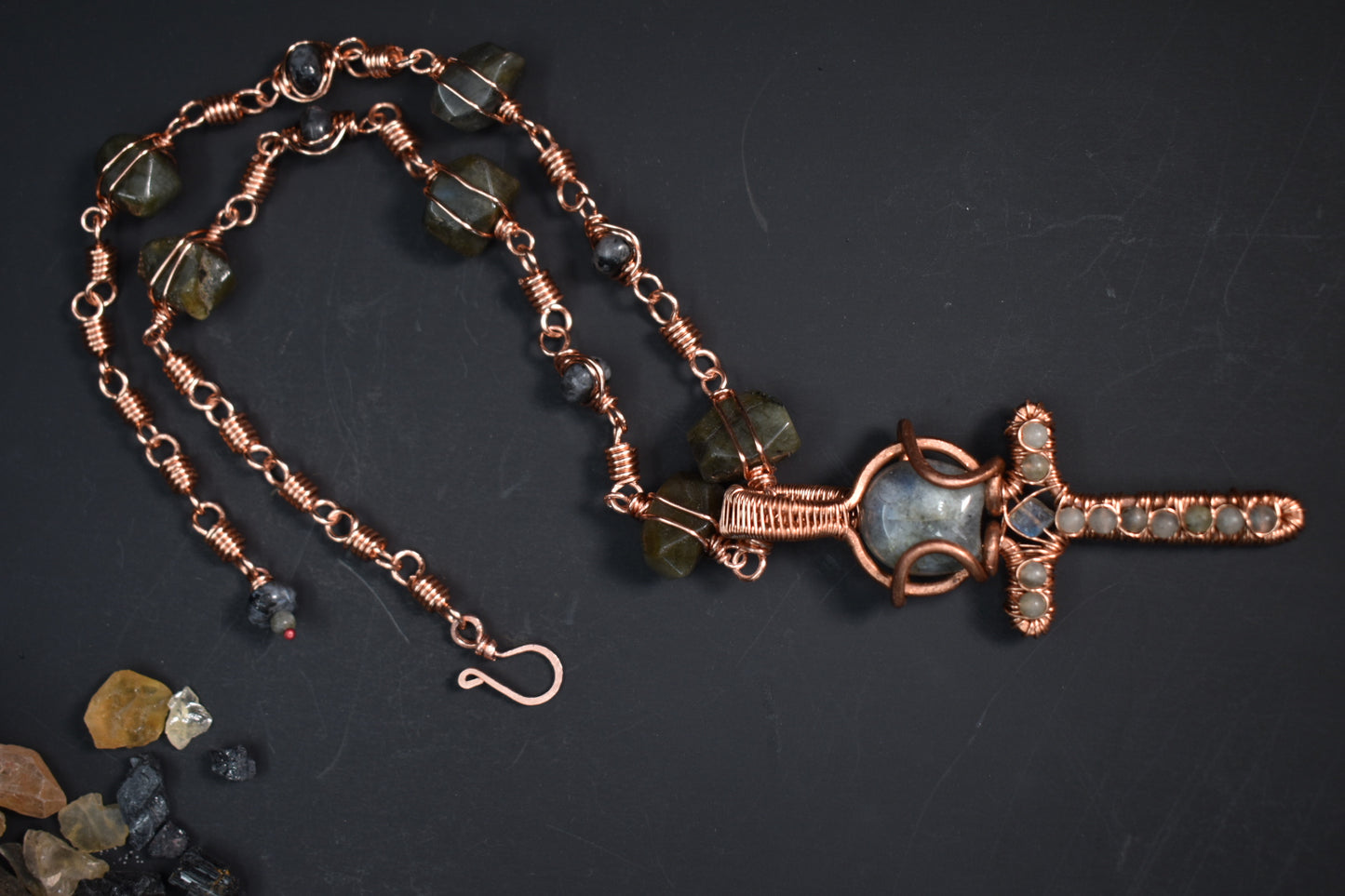 Labradorite- Copper Ankh of the Veiled Moon  1 of 1