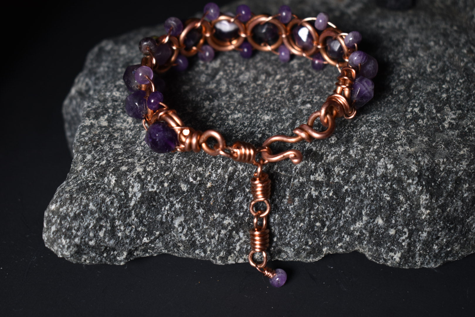 Amethyst - Helix of the Verdant Neteru : Copper Bracelet - KOSMIK COLLECTIONS