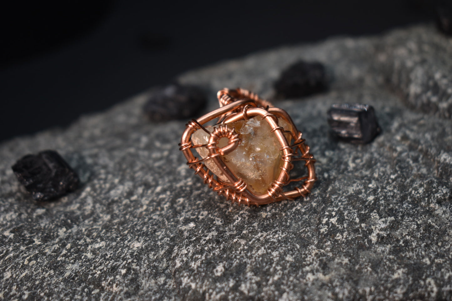 Citrine - Inner Sun Orbit Copper Ring