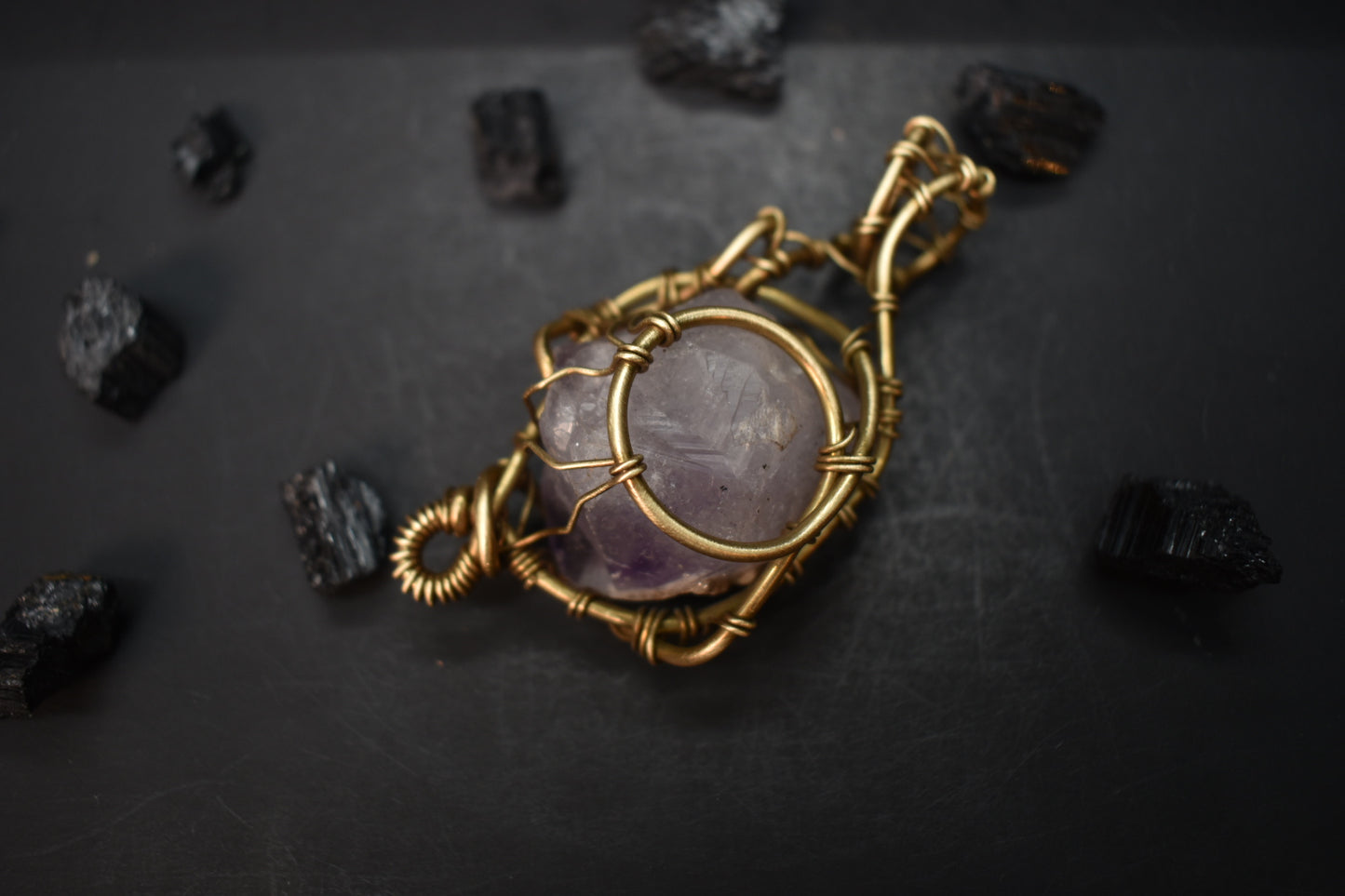Amethyst Glade Life — Brass Pendant Necklace
