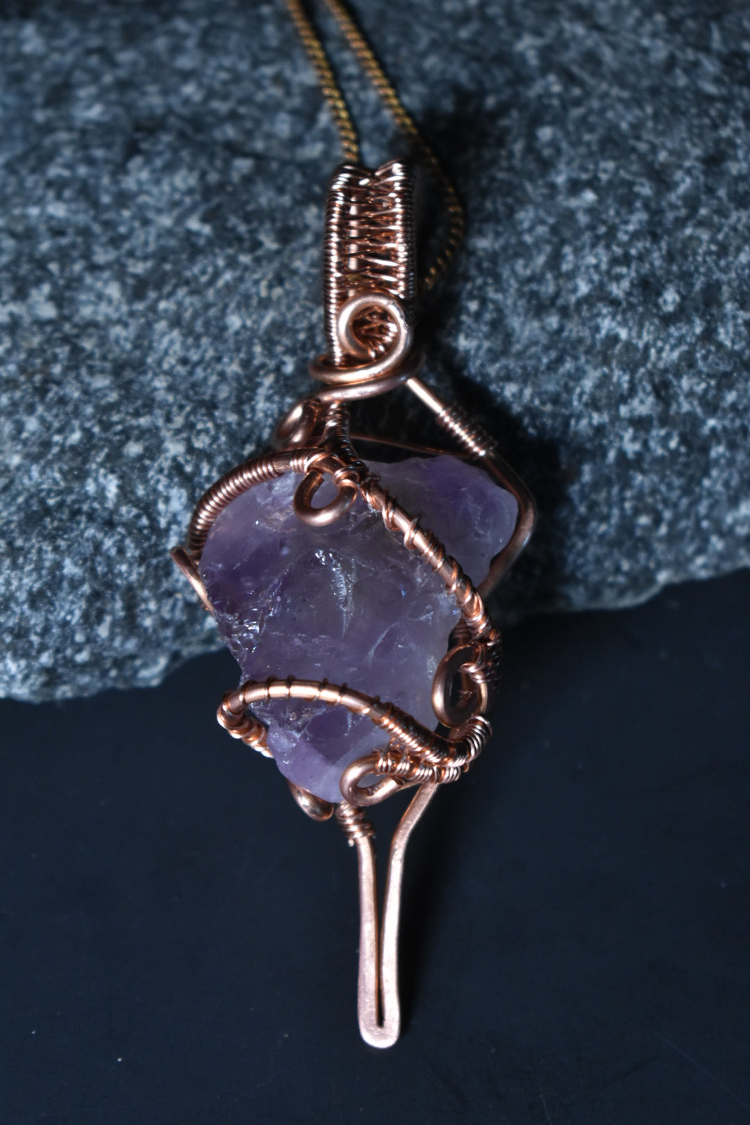 Amethyst — Violet Anchor Copper Pendant Necklace