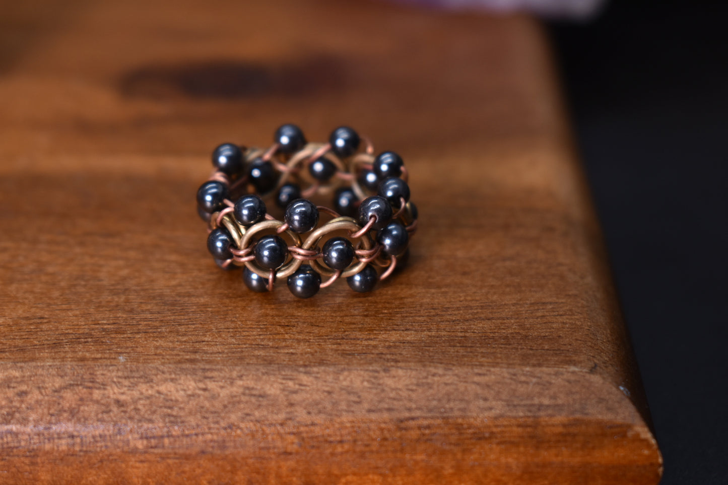 Hematite Helix DNA — Brass & Copper Ring - KOSMIK COLLECTIONS