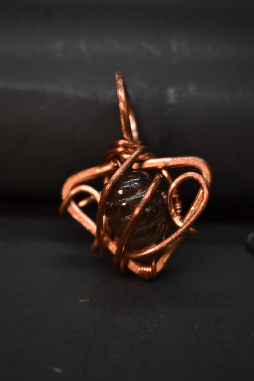 Smoky Quartz- Medallion: Copper Pendant Necklace