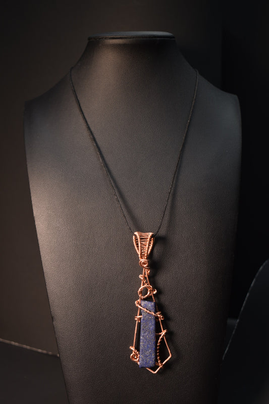 Lapis lazuli- Starlight Obelisk   Copper Pendant
