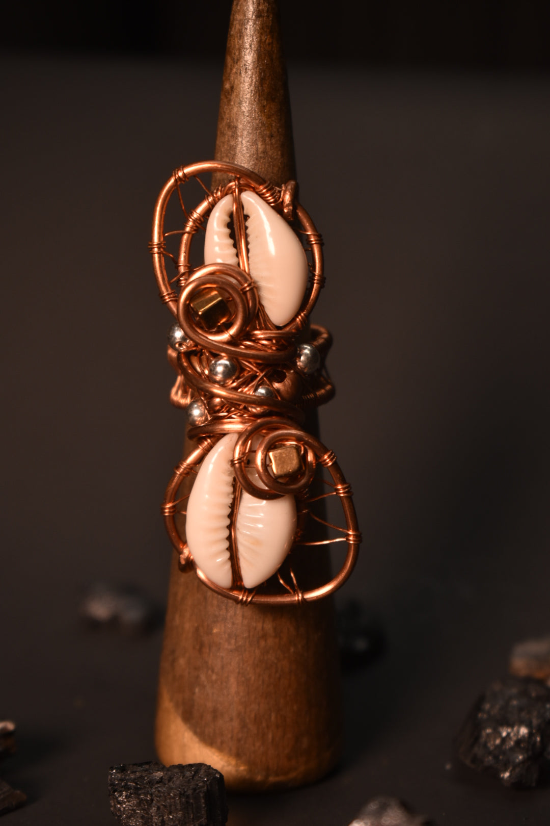 Celestial Cowrie Currents- Copper Rings