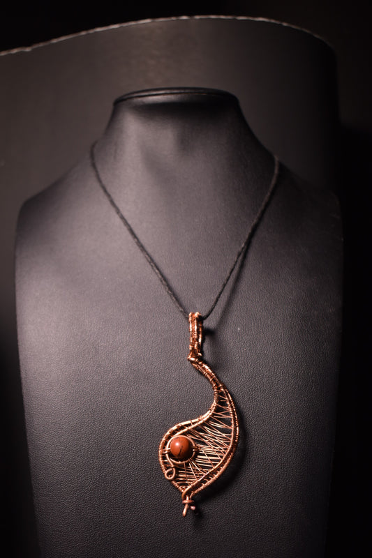 Red Jasper- Veiled Starfire: Copper Pendant Necklace