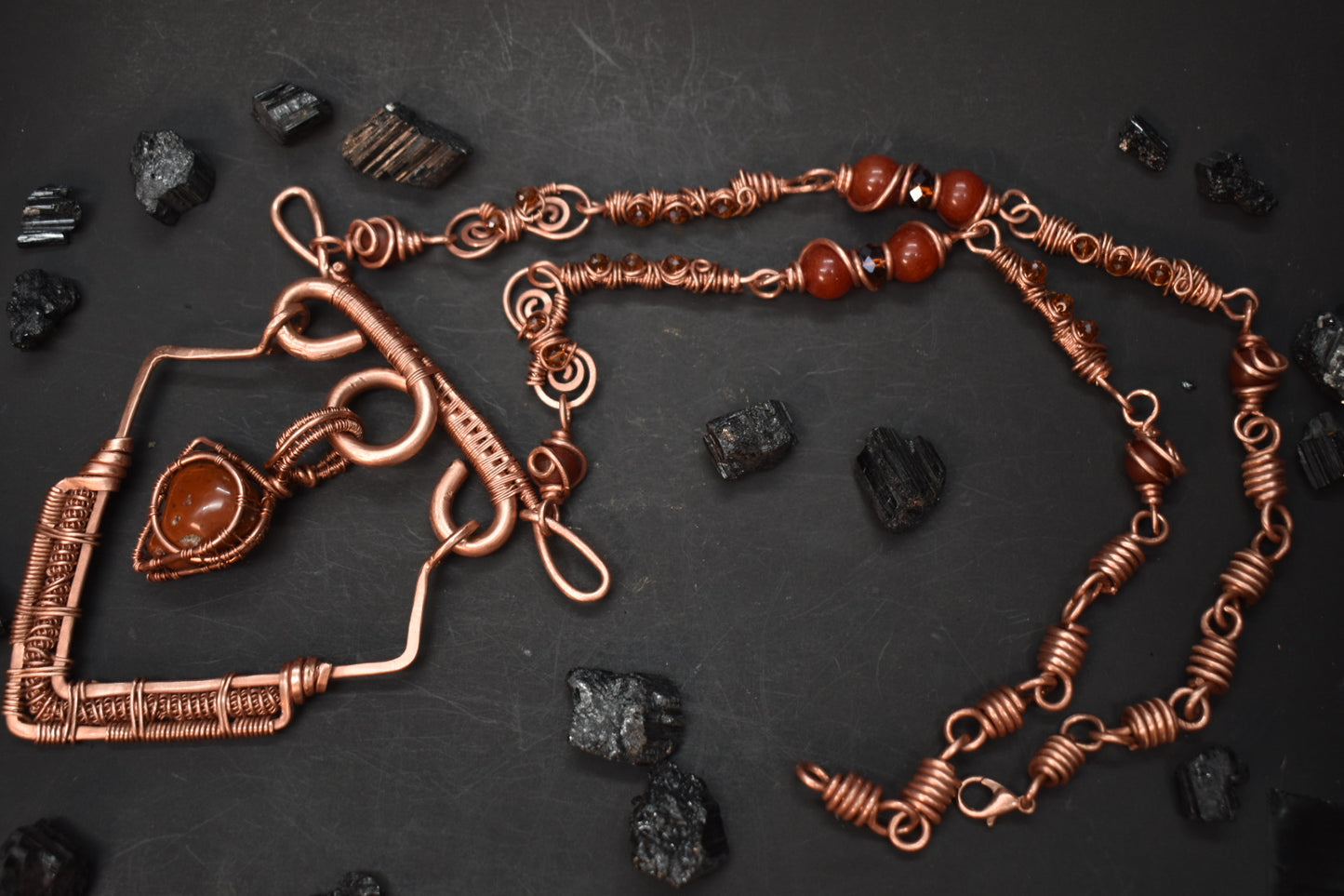 Carnelian- Stargate of the Red Sun: Copper Statement Necklace