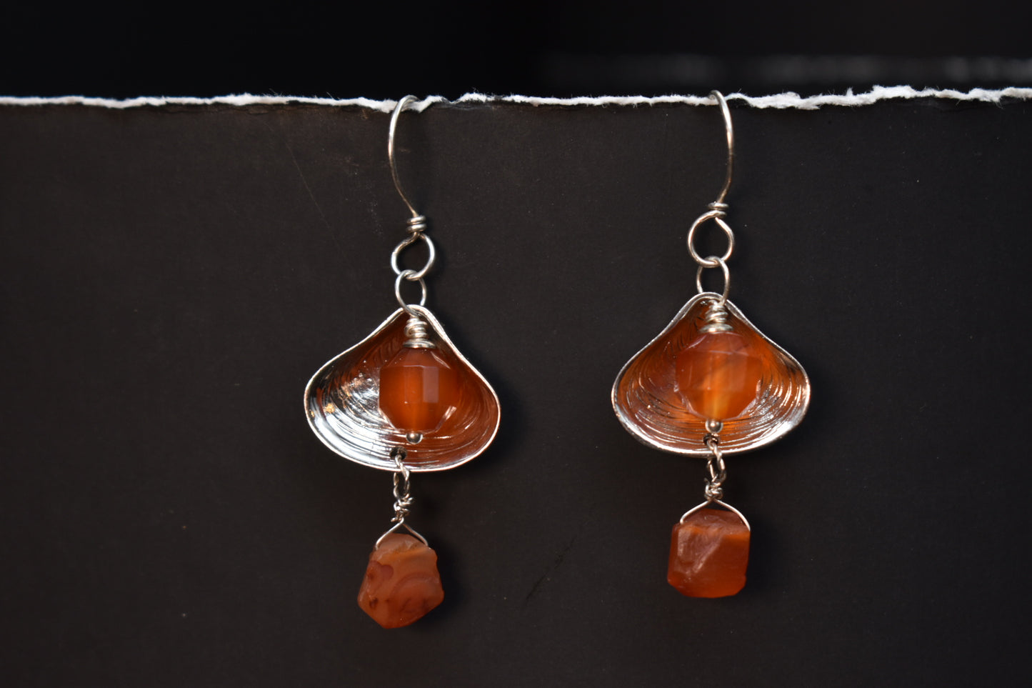 Carnelian- Ember Chalice Sterling Silver Earrings