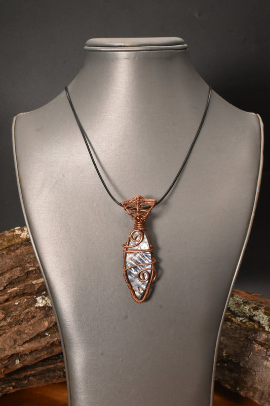 Mystical Mirror — Abalone Copper Pendant