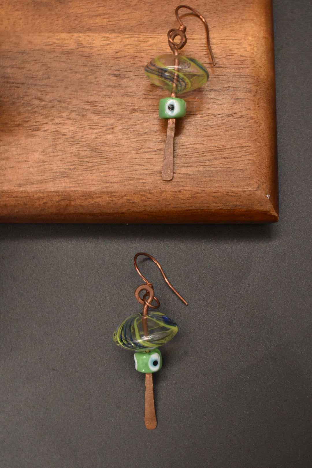 Green Temple — Nazar Copper Earrings