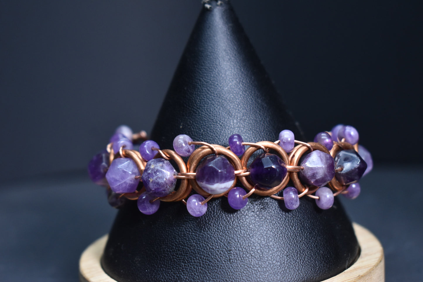 Amethyst - Helix of the Verdant Neteru : Copper Bracelet - KOSMIK COLLECTIONS