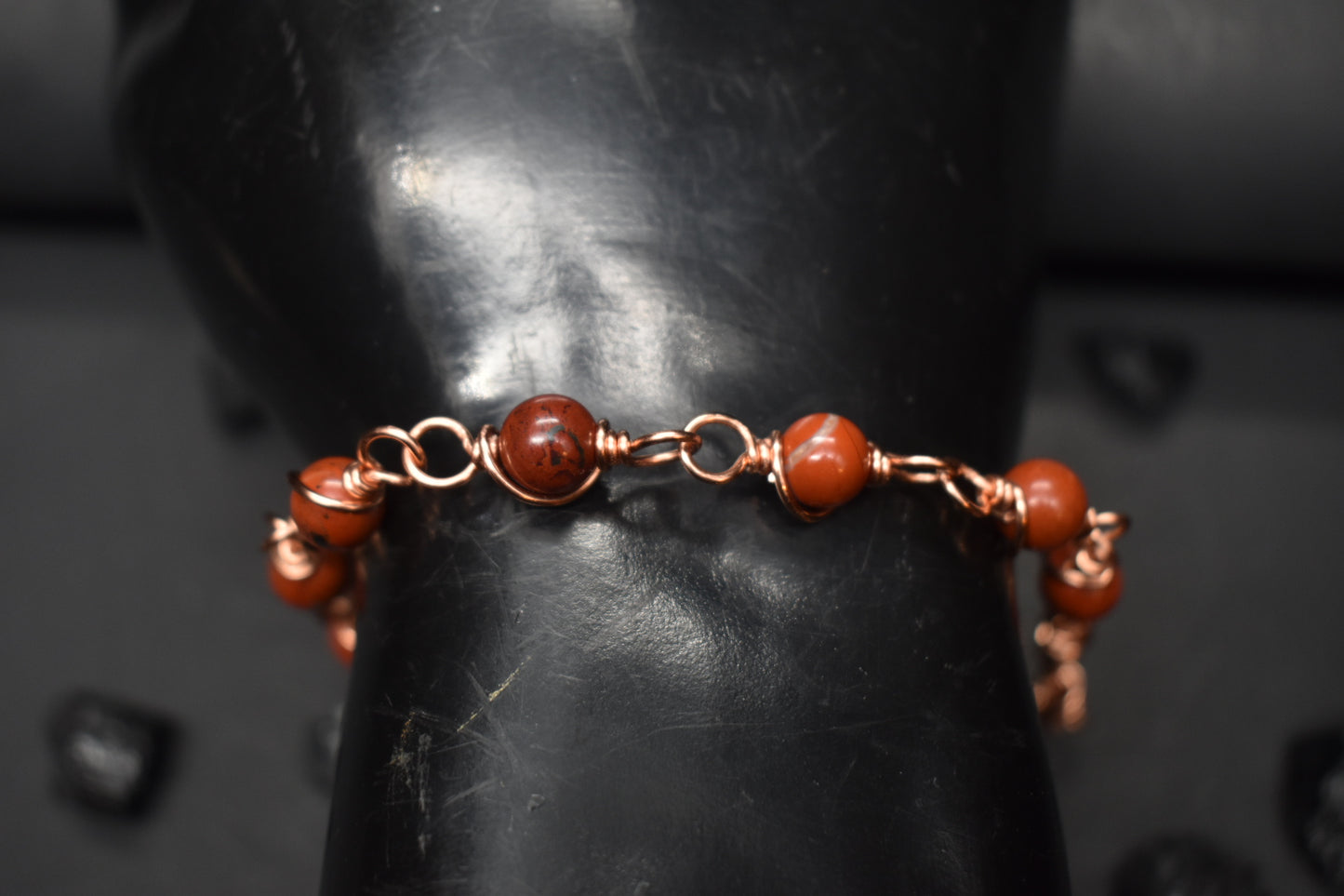 Red Jasper- Orbit: Copper Bracelet