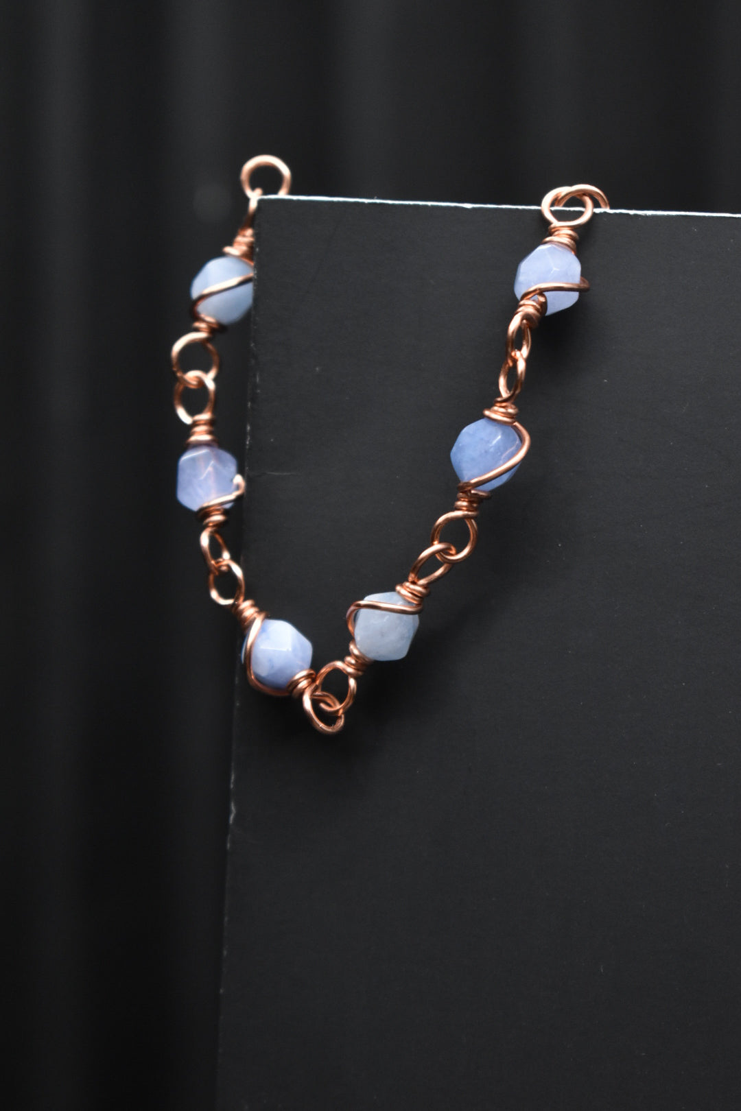 Aquamarine- Orbit: Copper Bracelet