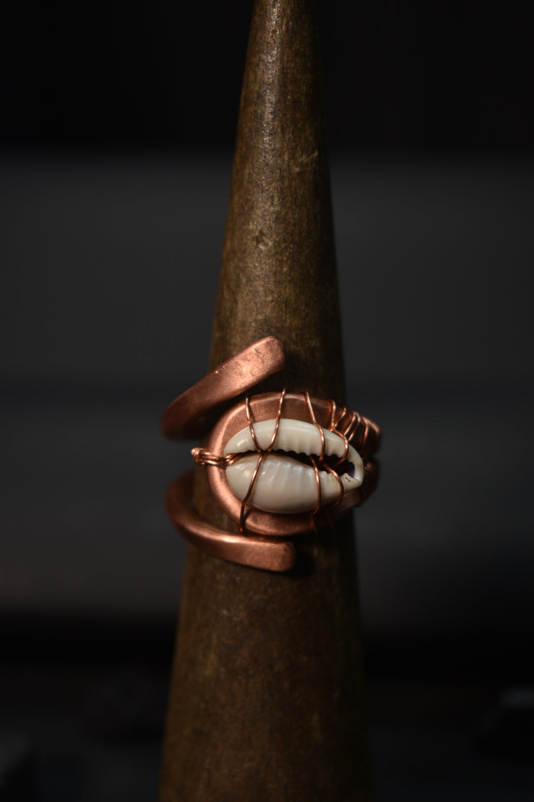 Cowrie Shell-Solar Eye: Copper Ring