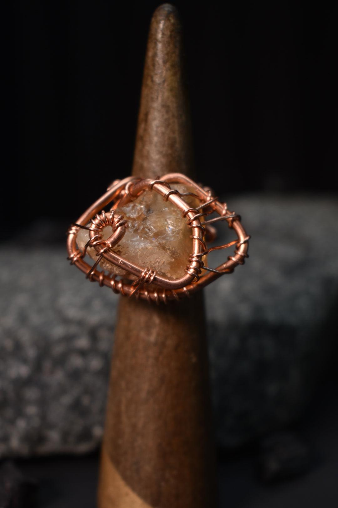 Citrine - Inner Sun Orbit Copper Ring
