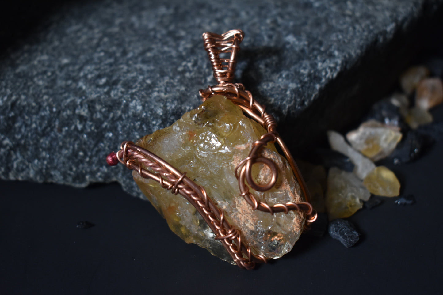 Citrine Solar Relic- Copper pendant Necklace - KOSMIK COLLECTIONS