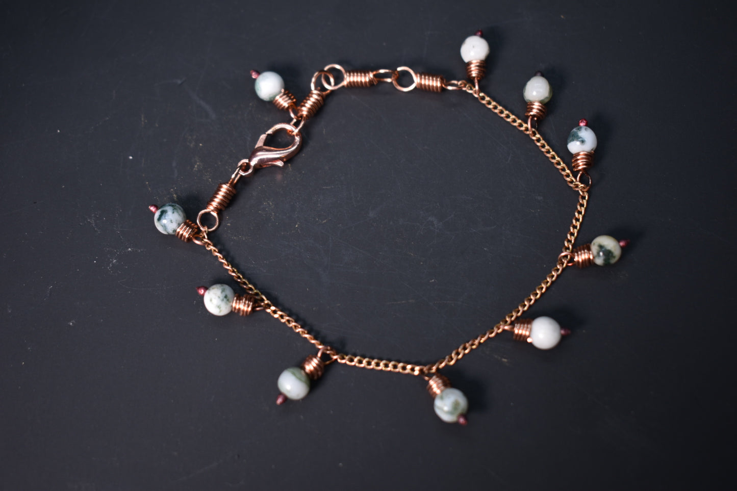Moss Agate — Orbit Copper Charm Bracelet - KOSMIK COLLECTIONS